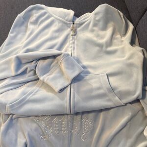 Juicy Couture baby blue Velour Jacket and track pants used size M